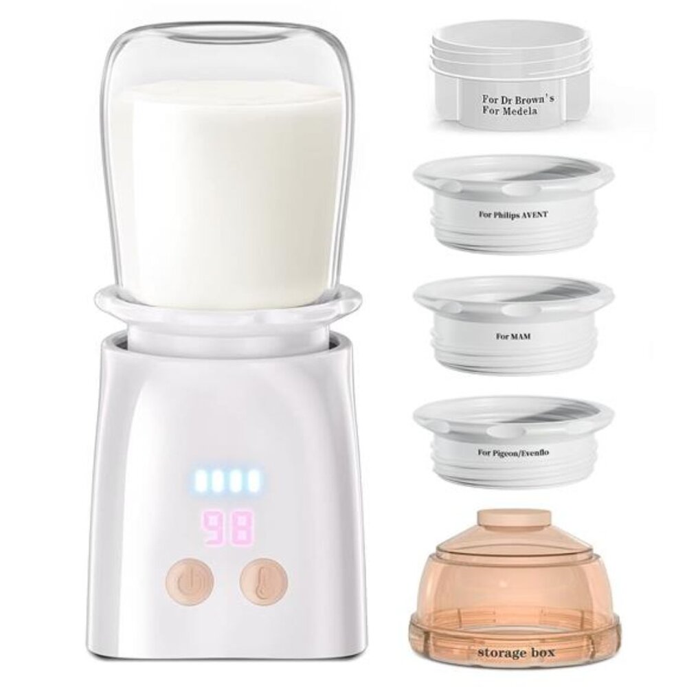 Fast Heating Portable Bottle Warmer with 4 Adapters, Rechargeable Travel